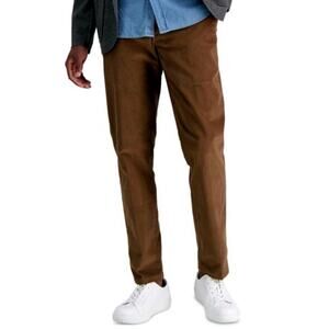 Kenneth Cole Reaction Men Slim-Fit Stretch Corduroy Pants Camel Size 33 x 32 New